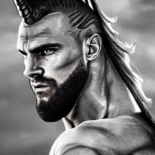 Image similar to epic muscular portrait of gigachad unicorn, 8k, trending on Artstation