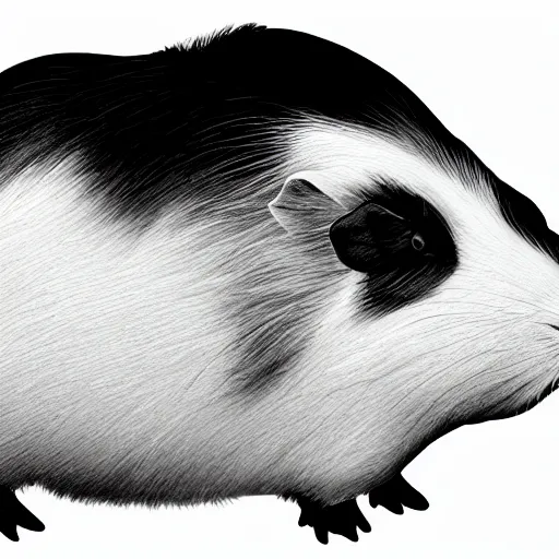 Prompt: black line art white background, clean, simple, cute, guinea pig side profile, art