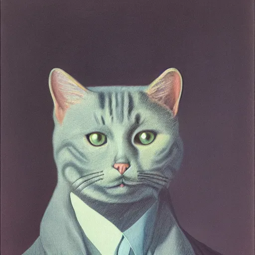 Image similar to A portrait of Cat by Rene Magritte,