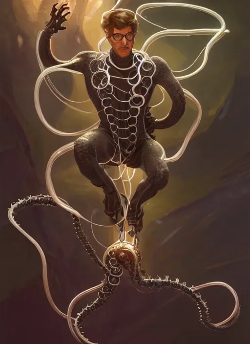 Image similar to Portrait of Doctor Octopus, D&D, fantasy, intricate, elegant, highly detailed, digital painting, artstation, concept art, smooth, sharp focus, illustration, art by artgerm and greg rutkowski and alphonse mucha