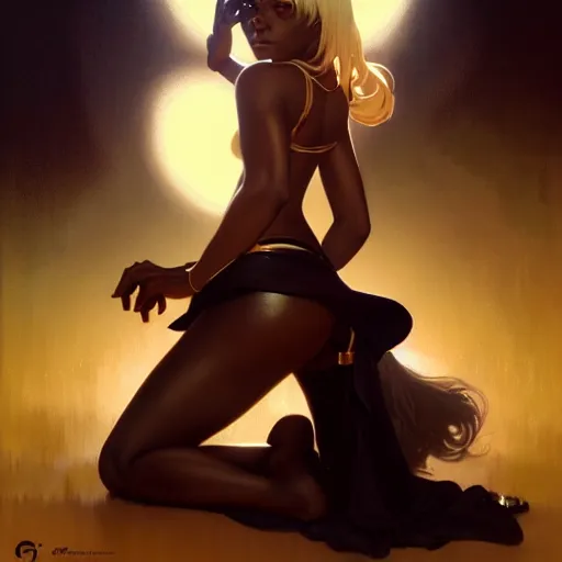 Image similar to of a Ramlethal Valentine, dark fantasy, medium shot, intricate, elegant, highly detailed, digital painting, volumetric light, artstation, concept art, smooth, sharp focus, illustration, art by Gil Elvgren and Greg Rutkowski and Alphonse Mucha