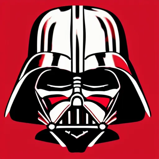 Image similar to darth vader, profile pic, centered, red background, highly detailed, digital art