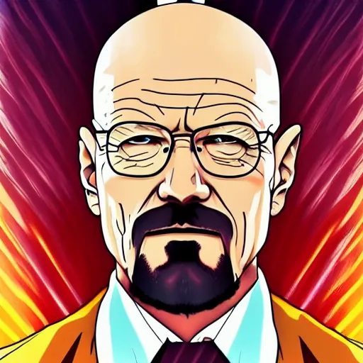 Image similar to walter white anime cover, 4 k, poster art, cinematic