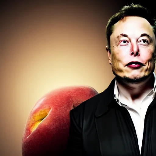 Image similar to elon musk with the body of a humanized mango, highly detailed, extremely high quality, hd, 4 k, 8 k, professional photographer, 4 0 mp, lifelike, top - rated, award winning, cinematic, realistic, detailed lighting, detailed shadows, sharp, no blur, edited, corrected, trending