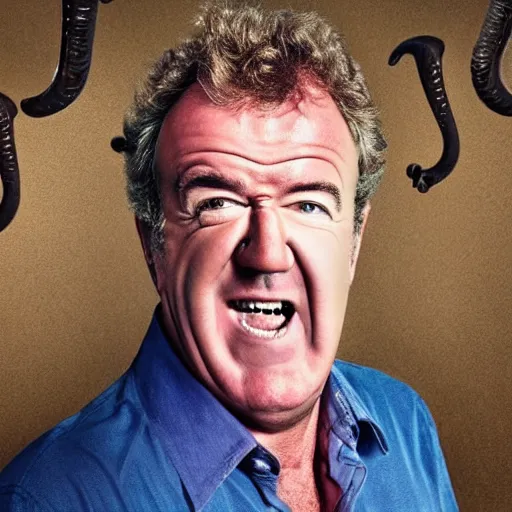 Image similar to Jeremy Clarkson with a mouth shaped as a horn.