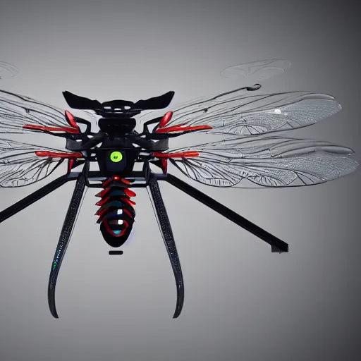 Prompt: giant mechanical dragonfly drone digital art, concept art, trending on art station