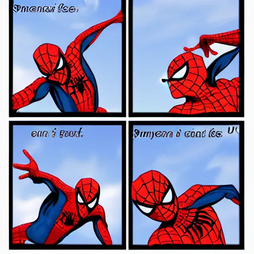 Image similar to spiderman in a four - frame meme by knowyourmeme