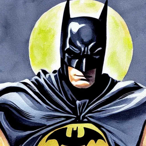 Image similar to Painting of a batman dark knight by Christopher Nolan risograph