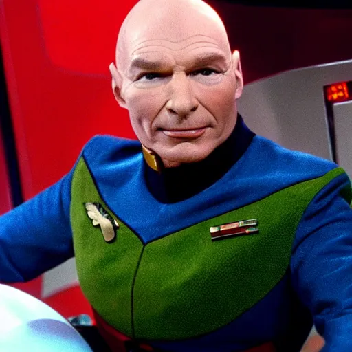 Prompt: austin powers as captain picard on the bridge of the starship ncc-1701-d, make it so