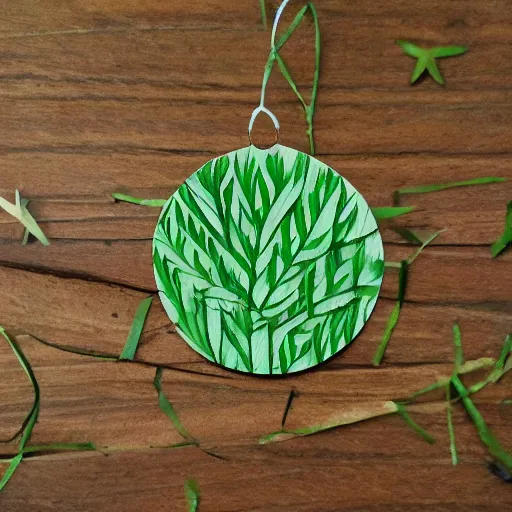 Prompt: ornament leaves green wood birds pen paint