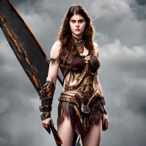 Image similar to full body photo of alexandra daddario as a amazon warrior,