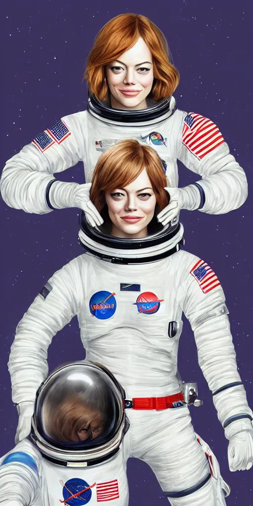 Image similar to Portrait of Emma Stone in a space suit. Highly detailed, photorealistic