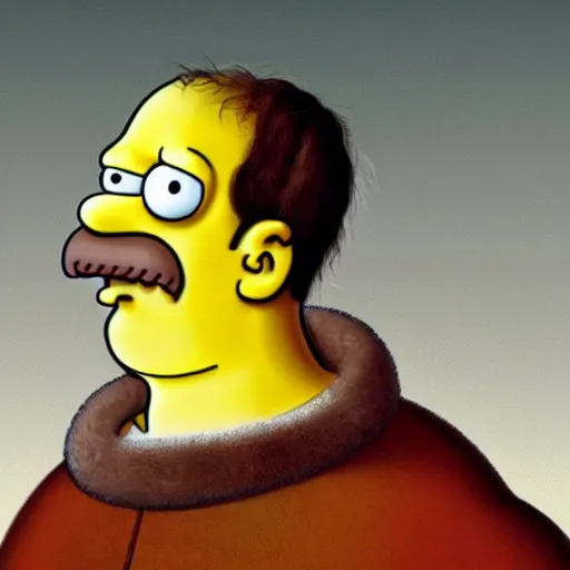 Image similar to A highly detailed renaissance era portrait of the character, Homer Simpson.