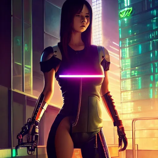 Image similar to beautiful cyberpunk 2 0 7 7 female character, futuristic, art by wlop and artgerm and greg rutkowski, ilya kuvshinov, strong strokes, photo of asuna from sao, intricate, elegant, sharp focus, illustration, highly detailed, digital painting, trending on artstation, award winning, concept art, sharp focus h 8 0 0