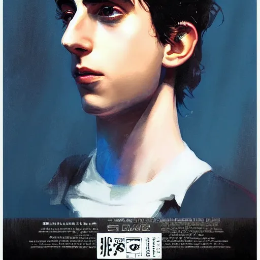 Image similar to timothee chalamet, realistic shaded perfect face, fine details. anime. realistic shaded lighting poster by ilya kuvshinov katsuhiro otomo ghost - in - the - shell, magali villeneuve, artgerm, jeremy lipkin and michael garmash and rob rey