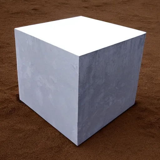 Image similar to a cube in the middle of the sea in the style of richard serra