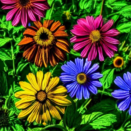 Prompt: ultraviolet spectrum closeup photo of Rudbeckias, Baader U Venus filter, ultraviolet photography