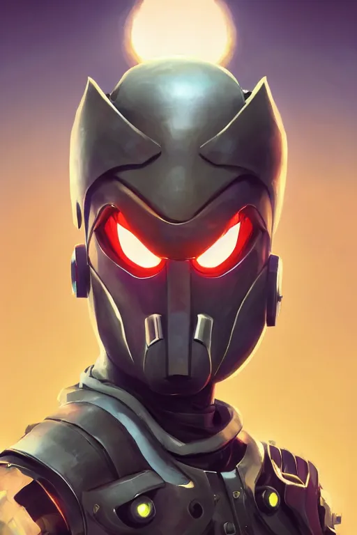 Image similar to epic mask helmet robot ninja portrait stylized as fornite style game design fanart by concept artist gervasio canda, behance hd by jesper ejsing, by rhads, makoto shinkai and lois van baarle, ilya kuvshinov, rossdraws global illumination radiating a glowing aura global illumination ray tracing hdr render in unreal engine 5