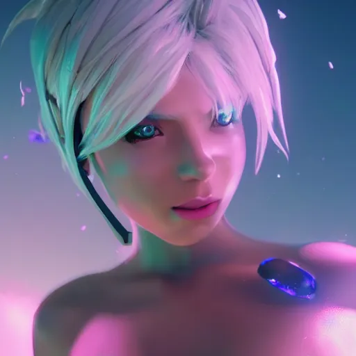 Image similar to still of pretty Riven (League of Legends) in KDA music video. 3d render, octane render, game art, realistic, highly detailed, trending on artstation, 4k, trending on artstation, pixar, cgsociety, unreal engine 5, redshift render, trending on artstation, blender, behance, cg