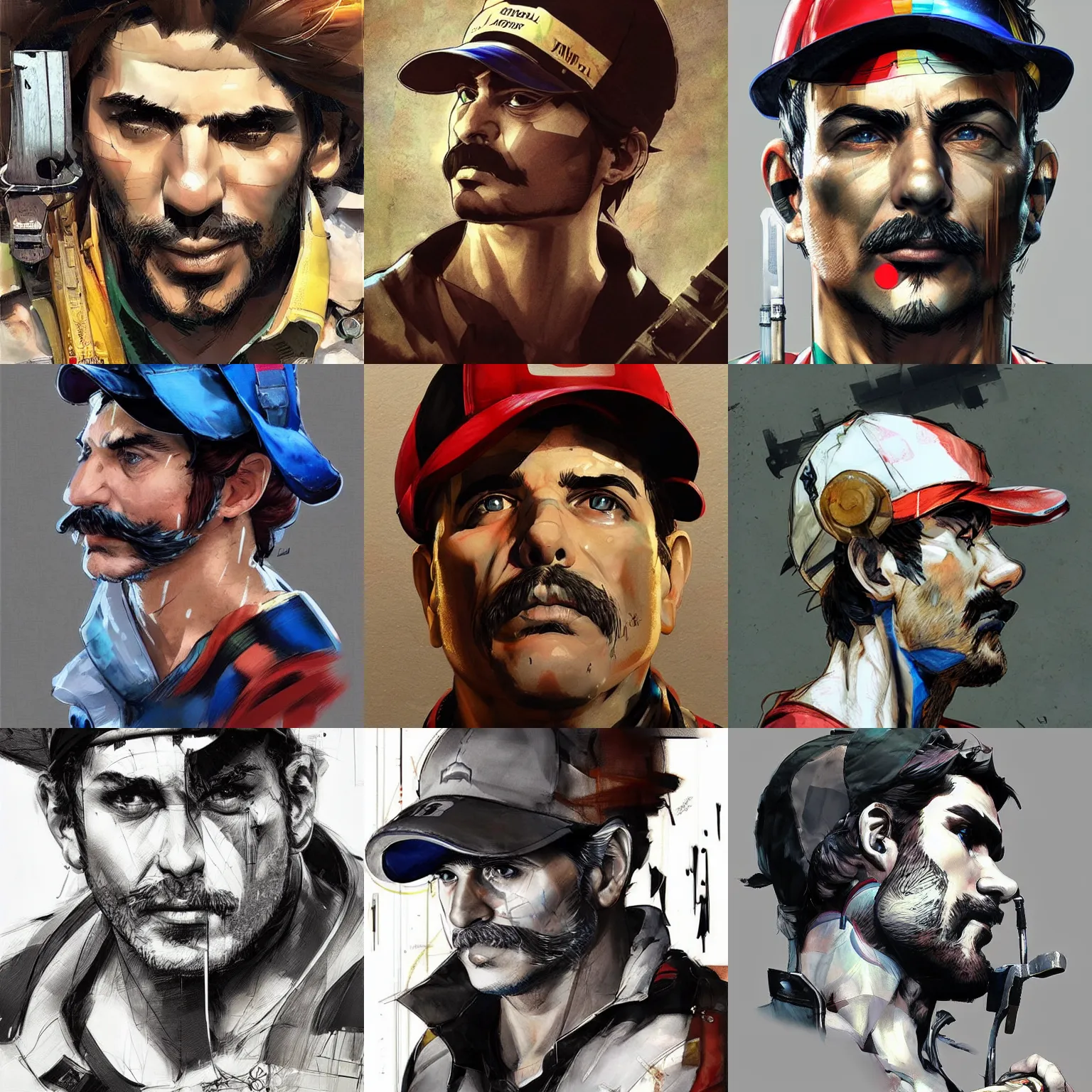 Prompt: a beautiful side portrait of an italian plumber. he carries his tools. art by yoji shinkawa and sandra chevrier, trending on artstation, award - winning, perfect composition.
