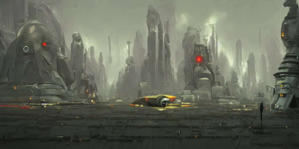 Prompt: one thousand aligned cryogenic pods, symmetrical, futuristic decoration, sci-fi, cryogenic pods, many cryogenic pods, wide shot, matte painting, oil painting, dark sci-fi, by Sergey Kolesov, Tristan Eaton, James Gurney, greg rutkowski.