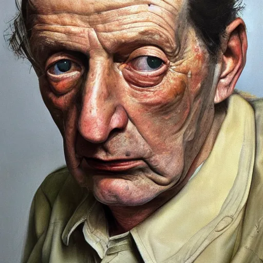 Image similar to high quality high detail painting by lucian freud, hd, super skinny face, photorealistic lighting