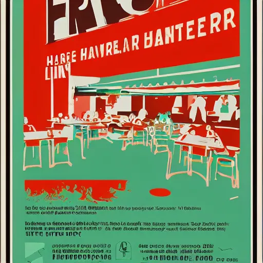 Prompt: poster of a hawker centre designed by saul bass