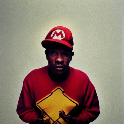 Prompt: Super Mario, 35mm, age, candid portrait photo by annie leibovitz