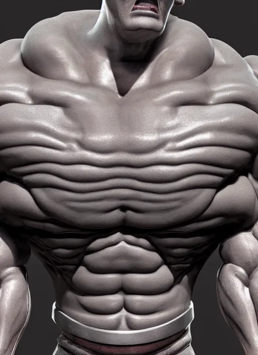 Image similar to detailed 3d render of the Muscular Minion, close up, liflike textures, realistic, extreme detail, high resolution, fine character detail