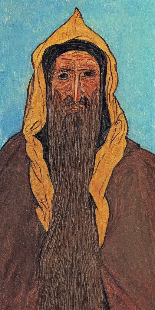 Prompt: painting of a wizard in the style of the fayum mummy portraits