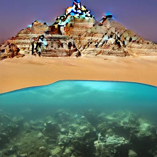 Prompt: Egypt pyramids underwater