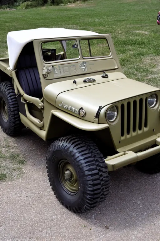 Image similar to A Jeep Willys with 3 levels