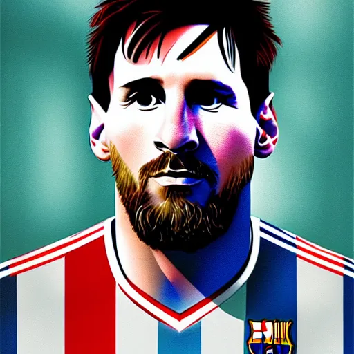 Prompt: a portrait of lionel messi by marry jane ansell