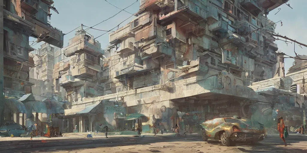 Prompt: stylized, exterior, architecture, in watercolor gouache detailed paintings, arcane, insanely detail, artstation, 8 k, futuristic, big medium small, simon stalenhag, props, furniture and decor, octane render, cinematic, screenshot, james gurney, ruan jia, comic style, hyperrealistic