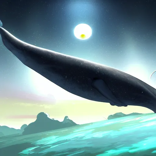 Image similar to no man's sky concept art space whale