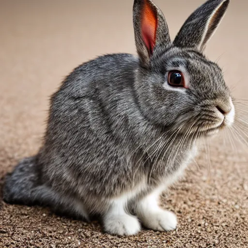 Image similar to high quality photography of rabbit cross cat on simple blurred background from National GeoGraphic Award winning.