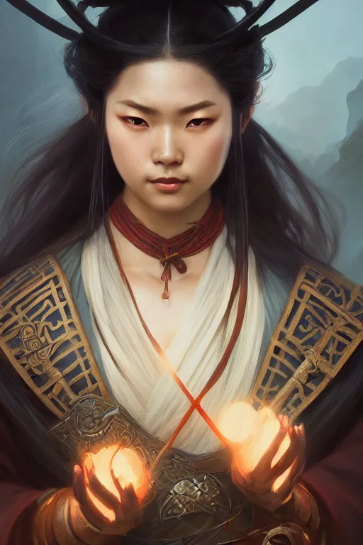 Image similar to photography of asian samurai, deep focus, d & d, fantasy, intricate, elegant, highly detailed, digital painting, artstation, concept art, matte, sharp focus, illustration, hearthstone, art by artgerm and greg rutkowski and alphonse mucha