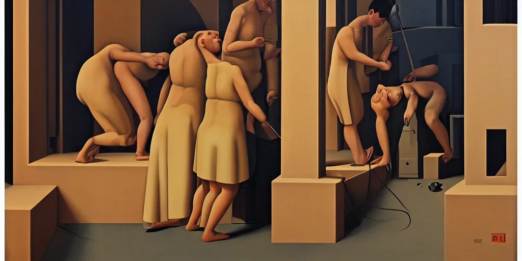 Prompt: science - fiction poster, oil painting by george tooker