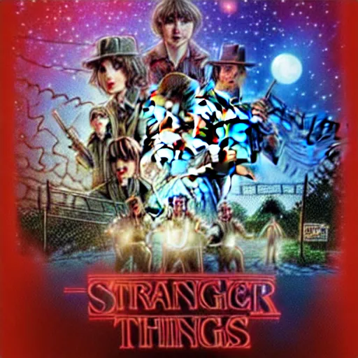Prompt: music cover for stranger things