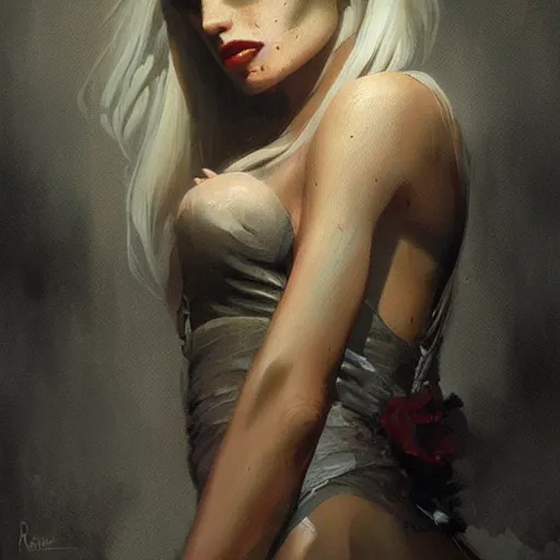 Image similar to femme fatale, high detail, dramatic light, digital art, painted by greg rutkowski, painted by seb mckinnon, trending on artstation