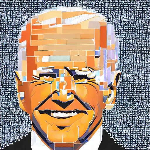Prompt: portrait mosaic of joe biden with robot ears and eyes, 4k, intricate details, digital, sun in the background