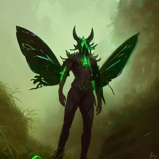 Prompt: woodnymph male druid thorns butterfly wings, green glow, artstation, fantasy, greg rutkowski