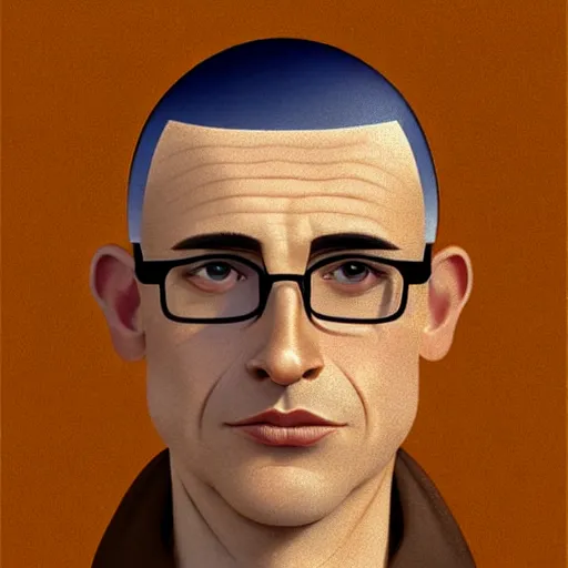 Prompt: 50 year old brunette brunette man with very short hair, buzz cut, round face, square face, oval face, round jaw, wide chin , romanian, silver small glasses, romanian heritage, brown eyes, brown eyes, olive skin, round nose, round chin, clean shaven wide face, thin lips, digital art, concept art, cgsociety, painterly, painting, 8k, illustration, painting, dramatic, beautiful, art by loish loish loish, cartoon, stylized painterly, trending on artstation, medium shot, uncropped