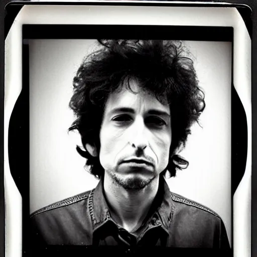 Image similar to Mugshot Portrait of Bob Dylan, taken in the 1970s, photo taken on a 1970s polaroid camera, grainy, real life, hyperrealistic, ultra realistic, realistic, highly detailed, epic, HD quality, 8k resolution, body and headshot, film still, front facing, front view, headshot and bodyshot, detailed face, very detailed face