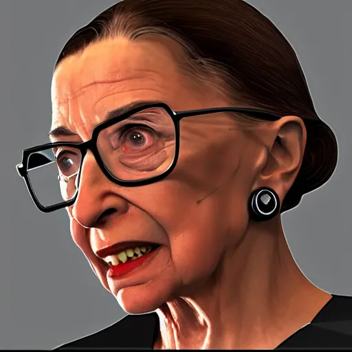 Image similar to ruth bader ginsburg, half life 2, video game screenshot, low poly, nintendo 6 4