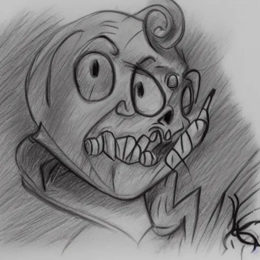 Prompt: 1 1 2 1 milt kahl pencil sketch a lovecraftian zombie horror loomis