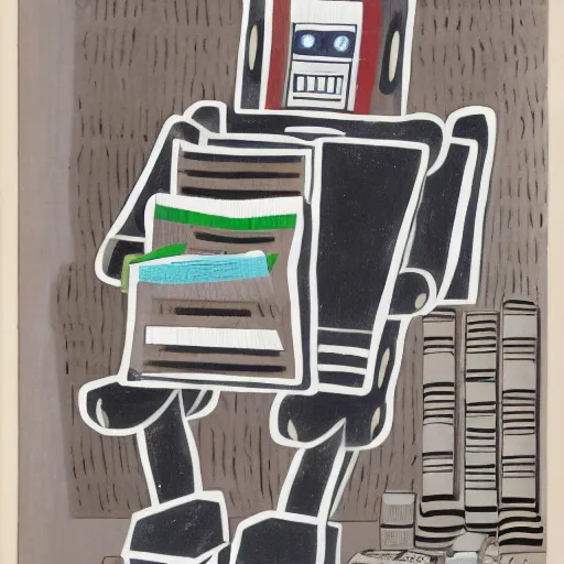 Image similar to a robot reading a book by eileen agar