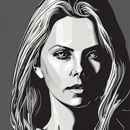 Prompt: “ charlize theron retro minimalist portrait, moebius, by jean giraud, 8 k ”