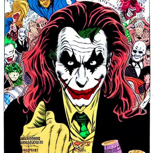 Prompt: the joker, by alan moore and akira toriyama