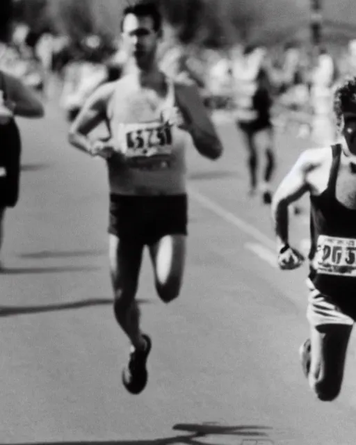 Image similar to film still close - up shot of joe biden running a marathon. photographic, photography